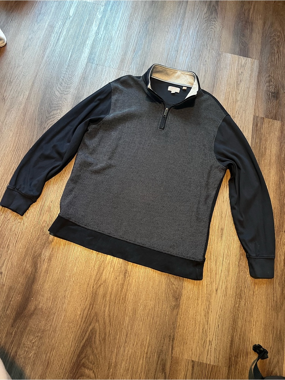Ted Baker London Black 1/4 Zip Textured Pullover Sweater XL